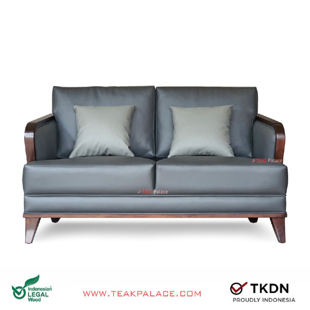 Sofa 2 Dudukan Kulit Abu Seri Nusantara Sofa 2 Dudukan Kulit Abu Seri Nusantara