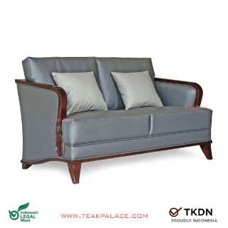 Sofa 2 Dudukan Kulit Abu Seri Nusantara