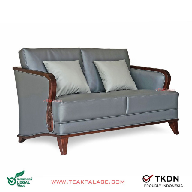Sofa 2 Dudukan Kulit Abu Seri Nusantara Sofa 2 Dudukan Kulit Abu Seri Nusantara