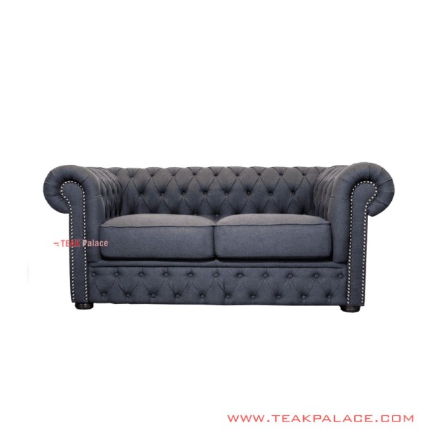 Sofa 2 Seater Chesterfield Mewah Grey Jati Minimalis