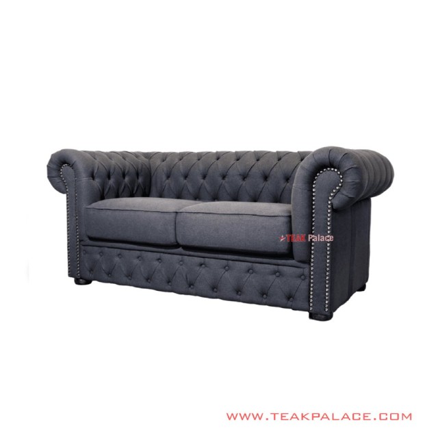 Sofa 2 Seater Chesterfield Mewah Grey Jati Minimalis