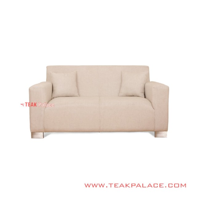 Sofa Tamu 2 seater Kayu Jati Hitam Rivoli Denim