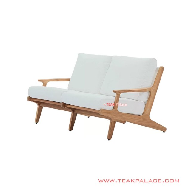 Sofa Tamu Natural 2 Dudukan Putih Seri Hamburg Minimalis