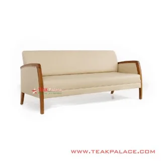 Kursi Sofa Jati Minimalis 3 Dudukan Cream Seri Kuta