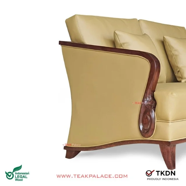 Sofa Modern 3 Seater Kulit Beige Seri Nusantara Sofa Modern 3 Seater Kulit Beige Seri Nusantara