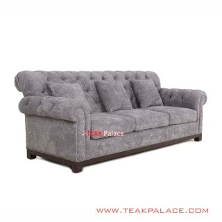Sofa Abu-Abu Mewah Robinson 3 Dudukan