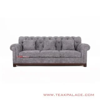 Sofa Abu-Abu Mewah Robinson 3 Dudukan