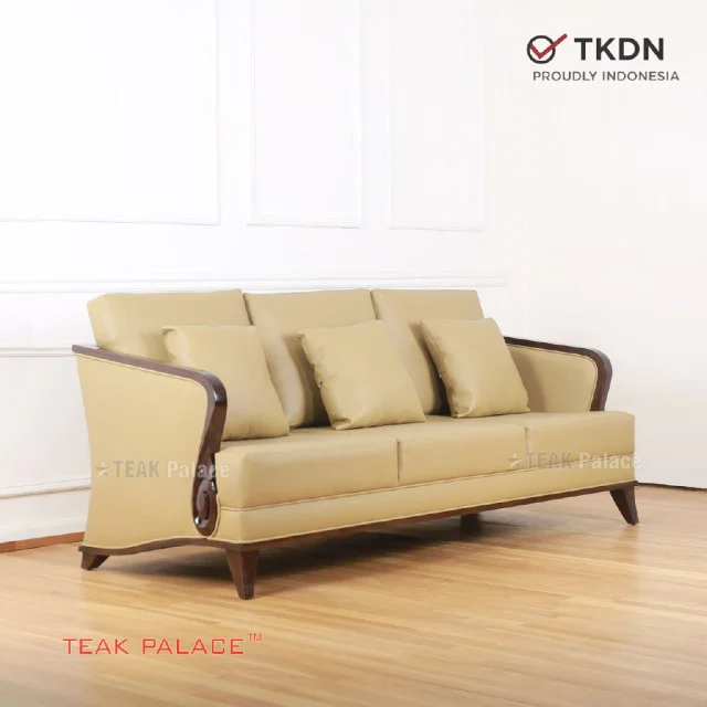 Kursi Tamu Minimalis 3 Dudukan Kayu Jati Ukir Seri Nusantara TKDN