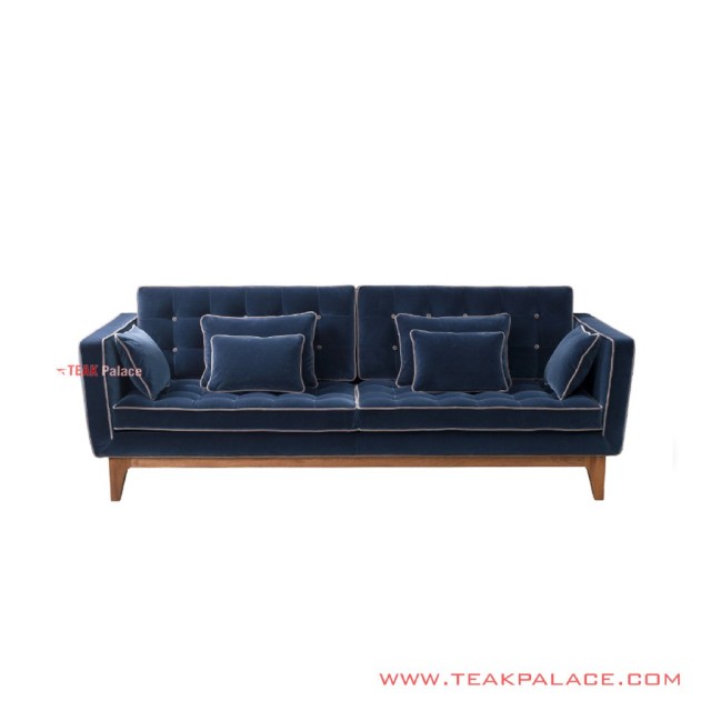 Sofa Jati Minimalis Galisia Denim Golden Teak