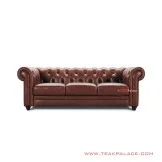 Sofa Tamu Chesterfield Oscar Brown Minimalis Jati