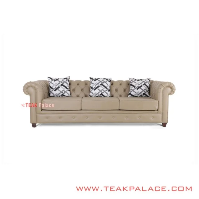 Sofa Chesterfield 3 Dudukan Oscar Beige