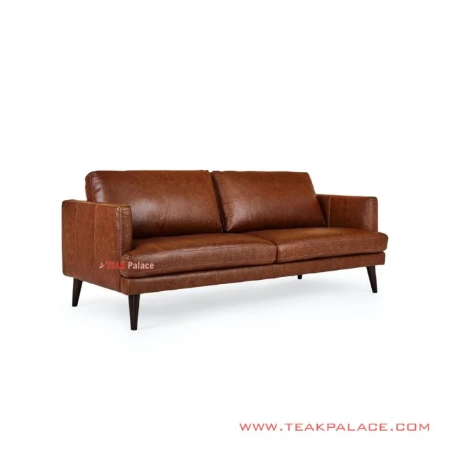 Sofa Daiki Kulit Coklat 3 Dudukan Black Walnut Sofa Daiki Kulit Coklat 3 Dudukan Black Walnut