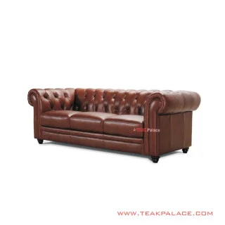 Sofa Tamu Chesterfield Oscar Brown Minimalis Jati Sofa Tamu Chesterfield Oscar Brown Minimalis Jati