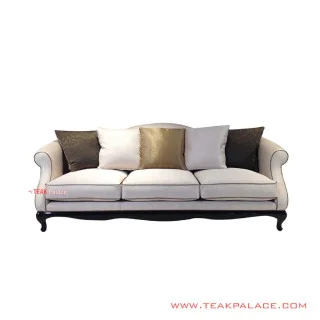 Sofa Tamu Putih Vishaka Jati Hitam Minimalis