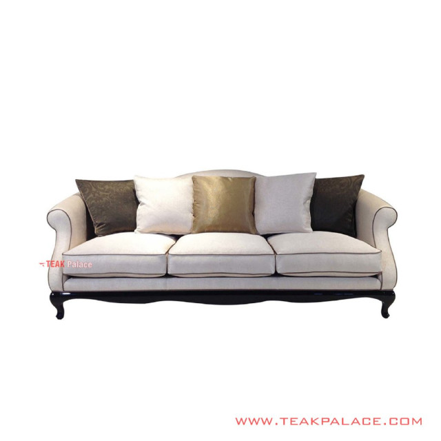 Sofa Tamu Putih Vishaka Jati Hitam Minimalis