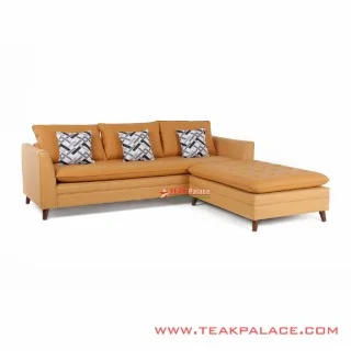 Sofa Sudut L Kulit Seri Vania Yellow