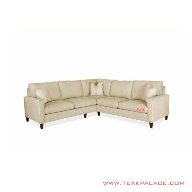 Sofa L Modern Minimalis Kayu Jati Revina Cream minimalis Seri Liosa