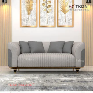 Sofa Mewah Minimalis 2 Dudukan Nias Abu-Abu TKDN