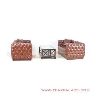 Set Sofa Kulit Mewah Klasik Modern Seri Diamond