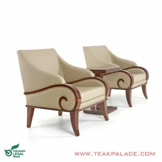Kursi Teras Minimalis Kayu Jati Seri Jasmine Capucino
