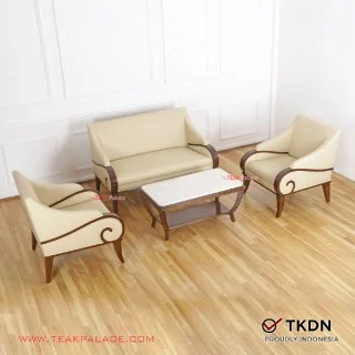 Kursi Tamu Minimalis 211 Kayu Jati TKDN Seri Jasmine 211 Ivory