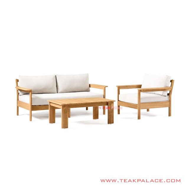 Set Meja Tamu Sofa Mouila Minimalis Jati Golden Teak
