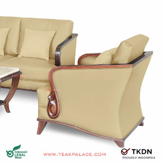 Sofa 311 Minimalis Modern Jati Ukir Seri Nusantara TKDN