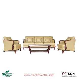 Sofa 311 Minimalis Modern Jati Ukir Seri Nusantara TKDN