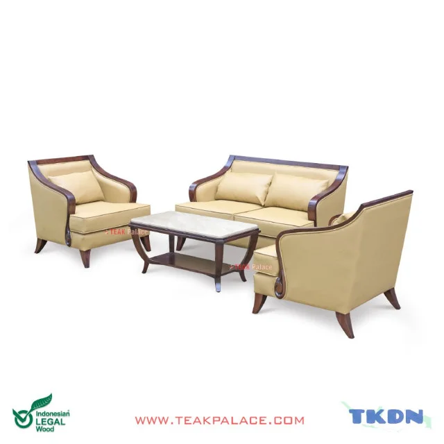 Sofa Modern Minimalis Kayu Jati Seri Lunia set 211 TKDN