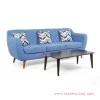 Sofa Dina 3 Dudukan Set Meja tamu Biru Balck Walnut