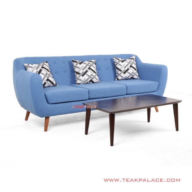 Sofa Dina 3 Dudukan Set Meja tamu Biru Balck Walnut Sofa Dina 3 Dudukan Set Meja tamu Biru Balck Walnut