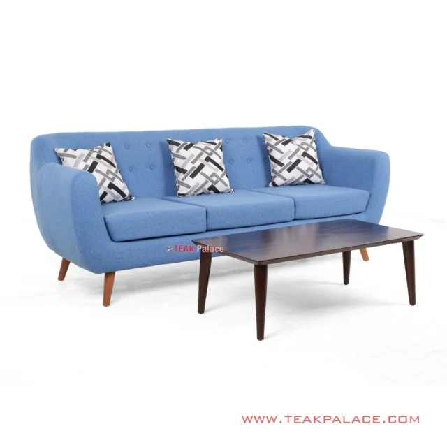 Sofa Dina 3 Dudukan Set Meja tamu Biru Balck Walnut