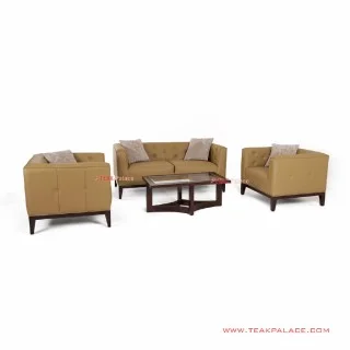 Sofa Tamu Minimalis 211 Kulit Coklat Seri Bekasi TKDN