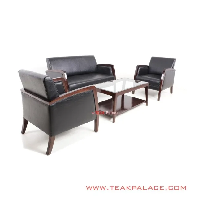Set Kursi Sofa 211 Kulit Hitam Seri Kuta Set Kursi Sofa 211 Kulit Hitam Seri Kuta