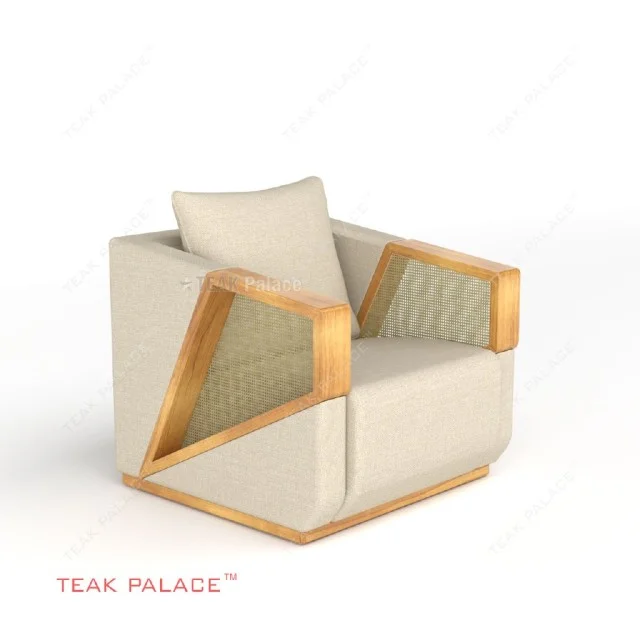 Kursi Minimalis Kayu Jati Rotan Seri Xander Single