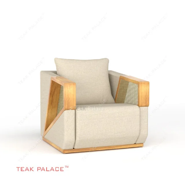 Kursi Minimalis Kayu Jati Rotan Seri Xander Single