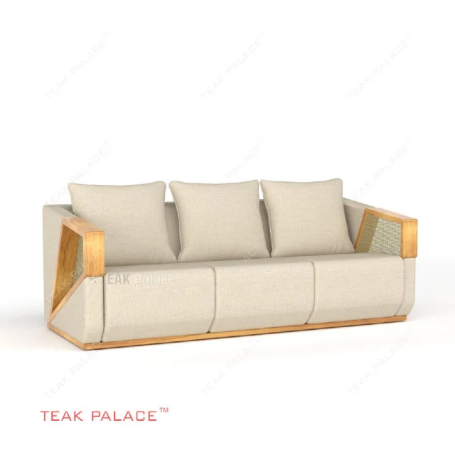 Sofa Santai Minimalis Kayu Jati 3 Dudukan Seri Xander