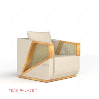 Kursi Minimalis Kayu Jati Rotan Seri Xander Single