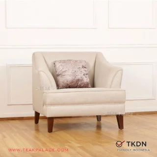 Sofa Santai Minimalis Modern Single Seri Tabanan Kain Krem Sofa Santai Minimalis Modern Single Seri Tabanan Kain Krem