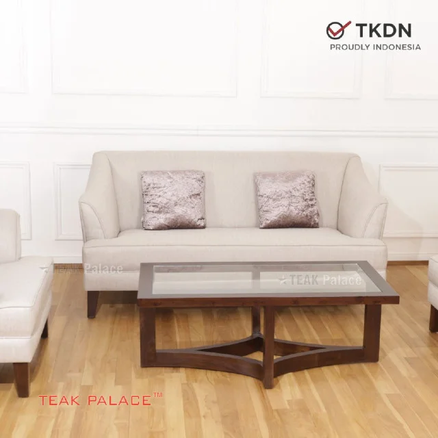 Kursi Minimalis Ruang Tamu Kayu Jati Set 211 Tabanan Krem