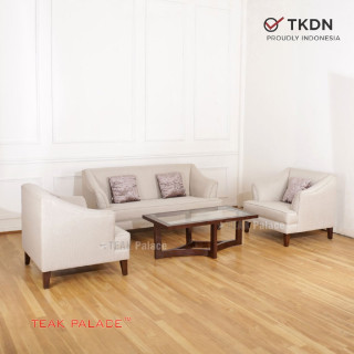 Kursi Minimalis Ruang Tamu Kayu Jati Set 211 Tabanan Krem