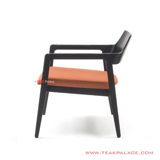 Kursi Teras Kayu Jati Hitam Cushion Orange Seri Migelia