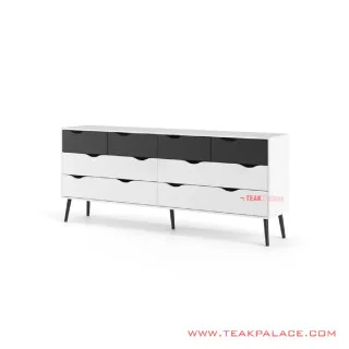 Buffet Laci Minimalis Duco Putih Hitam Seri Alena