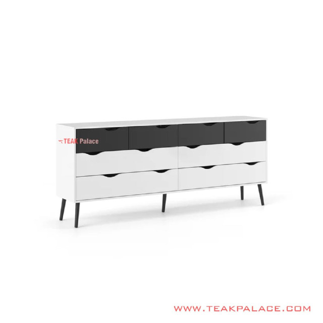 Buffet Laci Minimalis Duco Putih Hitam Seri Alena Buffet Laci Minimalis Duco Putih Hitam Seri Alena