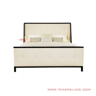 Tempat Tidur Kayu Seri Inako Black Walnut Sandaran Jok Kancing