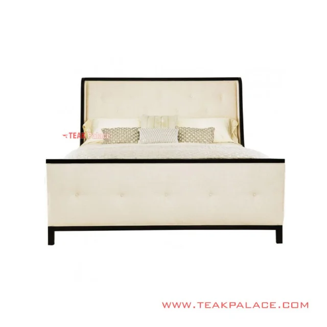 Tempat Tidur Kayu Seri Inako Black Walnut Sandaran Jok Kancing