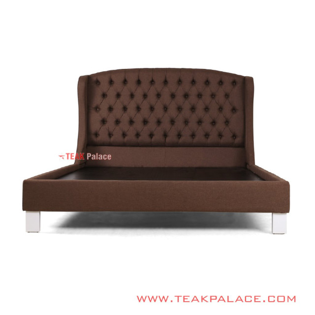Tempat Tidur Kayu Jati Moderen Minimalis Coklat seri Evelyn