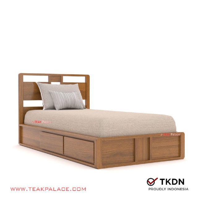 Dipan Laci Kayu Minimalis TKDN Omaha 100x200 Dipan Laci Kayu Minimalis TKDN Omaha 100x200