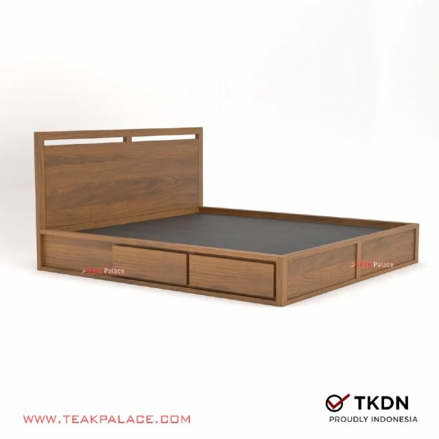 Tempat Tidur Minimalis 4 Laci King Size Ernest Kayu Jati 180