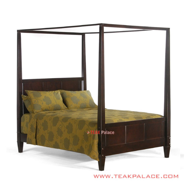 Tempat Tidur Kayu Jati Kanopi Black Walnut Minimalis Seri Gisel Tempat Tidur Kayu Jati Kanopi Black Walnut Minimalis Seri Gisel